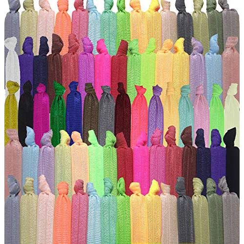 79STYLE 200pcs Black Hair Ties For Women Fabric Ribbon Hair Ties Knotted Ponytail Holders For Yoga Twist Knot Hair Bands No Break No Damage Hair Accessories For Thin Thick Long Hair (Black)
