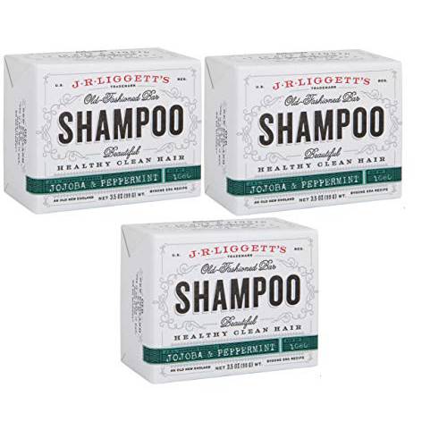 J·R·LIGGETT’S All-Natural Shampoo Bar, Jojoba & Peppermint Formula-Supports Strong & Healthy Hair-Nourish Follicles with Antioxidants & Vitamins-Detergent and Sulfate-Free, Set of Three,3.5 Ounce Bars
