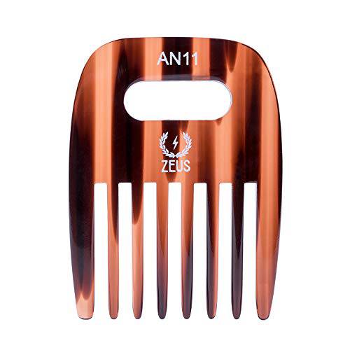 ZEUS Pocket Beard Pick, Handmade Anti-Static Afro Pick for Detangling Wavy & Curly Hair, 3.5” – AN11