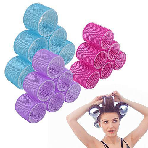Jumbo Size Hair Roller sets, Self Grip, Salon Hair Dressing Curlers, Hair Curlers, 3 size 18 packs ((6XJUMBO+6XLARGER+6XMEDUIEM)…