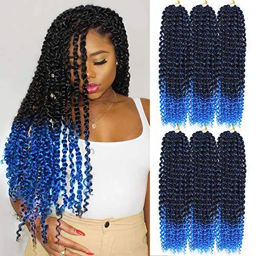 6Packs/Lot Passion Twist Hair 18inch Black Synthetic Braiding Hair Extensions Long Water Wave Bohemian Corchet Hair for Passion Twist 22 Strands/Pack(1B,480g/lot)