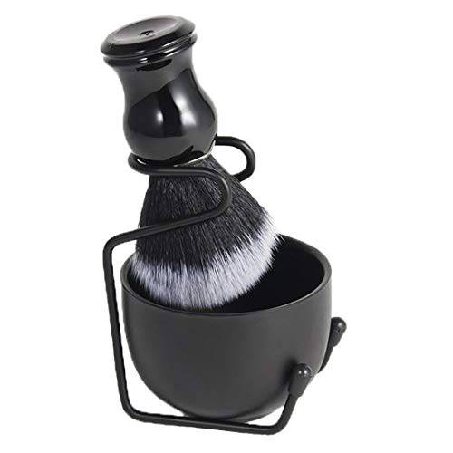 MEICOLY Men Shaving Brush Kit，3 in 1 Stainless Steel Bowl Razor Holder Soft Cleaning Shave Brush for Beard Removal Father Day Gifts Set
