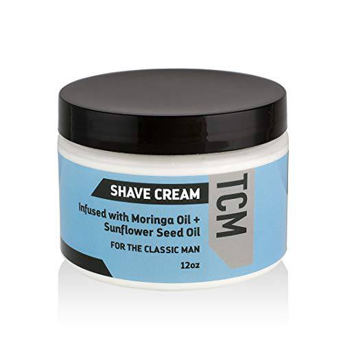 TCM Men’s Irritation-Free Shaving Cream for softening/moisturizing skin with simple glide and preventing razor burn infused with natural moringa and sunflower seed oil - 12 oz