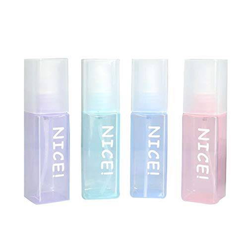 Spray Bottles 50ML(1.7oz), 4 Pack Empty Plastic Mini Travel Bottle Set with Fine Mist Portable Refillable Makeup Cosmetic Atomizer Travel Size Bottle for Perfume, Cosmetic, Skincare, Aromatherapy