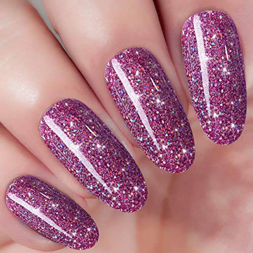 Purple Glitter Dip Powder (Added Vitamin Calcium) Salon Quality Fine Dip Powder Nail Art Powder for DIY French Manicure At Home, Odor-Free, Long-Lasting, No Nail Lamp Needed (99)
