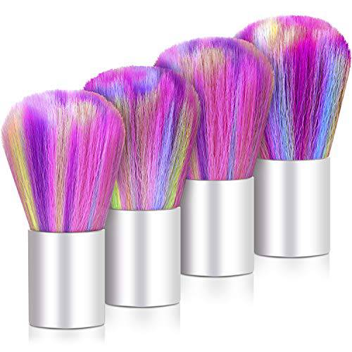 4 Packs Nail Art Dust Brushes Colorful Nail Powder Remover Brushes Portable Nail Brush Cleaner Blush Powder Brushes for Nail Makeup Supply
