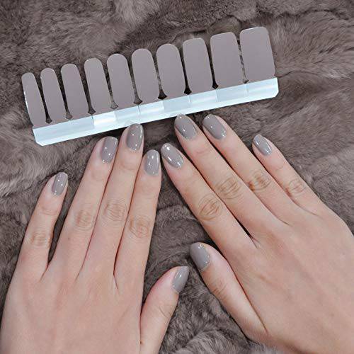 LIHI Color Lab 22PCS Adhesion Nail Art Design Classic Grey Solid Color Series DIY 100% Nail Polish Strips, Party Nail Wraps, Transfer Decals Sticker Applique for Manicure,A403 Elephant Grey