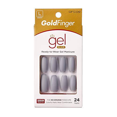 Gold Finger Full Cover Nails Gel Glam Ready to Wear Gel Manicure Long Nails