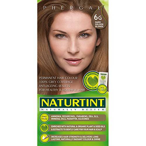 Naturtint Permanent Hair Color 6G Dark Golden Blonde (Pack of 1), Ammonia Free, Vegan, Cruelty Free, up to 100% Gray Coverage, Long Lasting Results