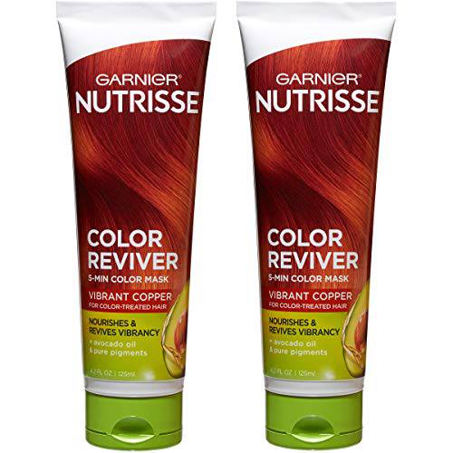 Garnier Nutrisse Color Reviver 5 Minute Nourishing Color Hair Mask, Vibrant Copper, 4.2 fl. oz., Pack of 2