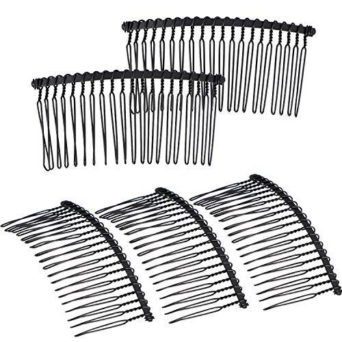 5 Pieces Hair Clip Combs Metal Wire Hair Combs Wire Twist Bridal Wedding Veil Combs (20 Teeth, Black)