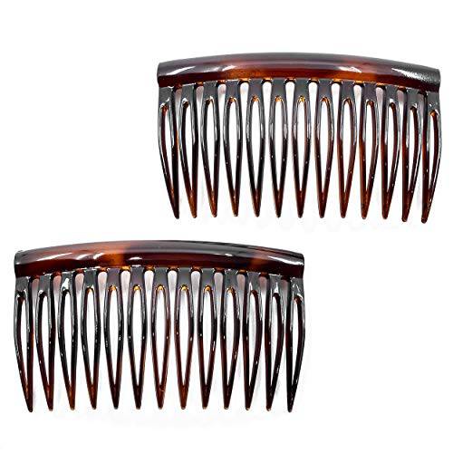 Camila Paris AD825/2 French Hair Side Comb, Small, Curved Tortoise Shell French Twist Hair Combs Decorative, Strong Hold Hair Clips for Women Bun Chignon Up-Do Styling Girls Hair Accessories, Made in France