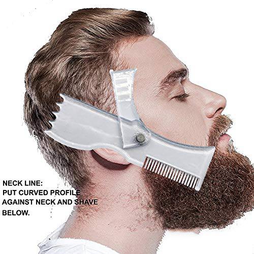 Beard Comb for Men, Beard Shaping Tool Beard and Mustache Styling Comb Beard Shaper Template Comb - Transparent
