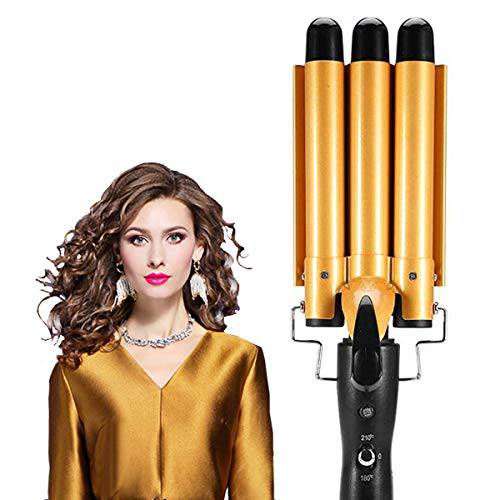 Cordless Auto Hair Curler, Fast Heating Ceramic Barrel Hair Curling Iron with Adjustable Temperature & Timer, LCD Display Anti-Tangle, Portable Hair Curling Wand for Travel