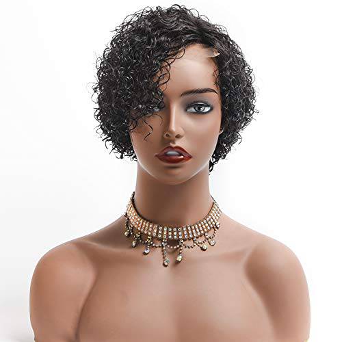 Bejoy Hair Short Cut Wig Deep Curly Human Hair Wigs 4×4 Lace Closure Wigs for Black Women Short Curly Wig Pixie Wigs Curly Bob Wig Natural Color 01 (8 inch, BW01)