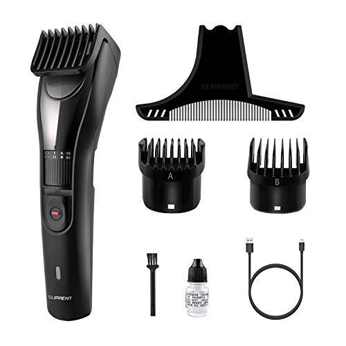 SUPRENT Adjustable Beard Trimmer for Men with Precision Dial, Professional Cordless USB-C Hair Trimmer with 38 Adjustable Lengths