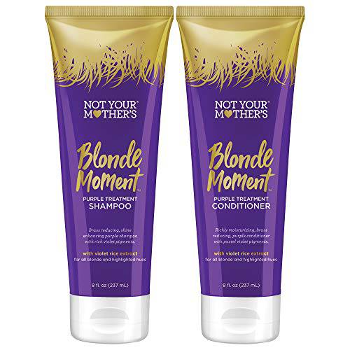 Not Your Mother’s Blonde Moment Shampoo and Conditioner (2-Pack) - 8 fl oz - Purple Shampoo and Conditioner for Blondes - Reduces Brass, Enhances Hair Shine, Moisturizes Hair