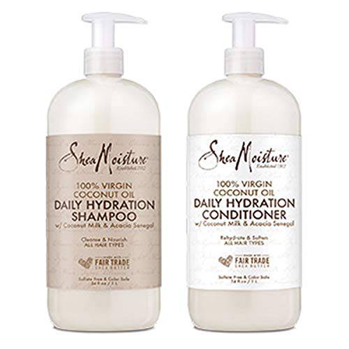 Shea Moisture Moisturizing Shampoo and Conditioner Set Coconut Oil Daily Hydration, Made with Real Coconut Oil, 34 Fl Ounce