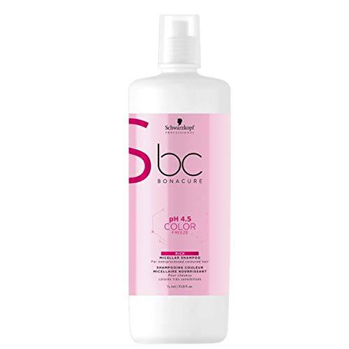 Schwarzkopf Professional Bonacure PH 4.5 Color Freeze Rich Shampoo Micellar, Oatmeal/Black, Unscented, 33.8 Fl Oz
