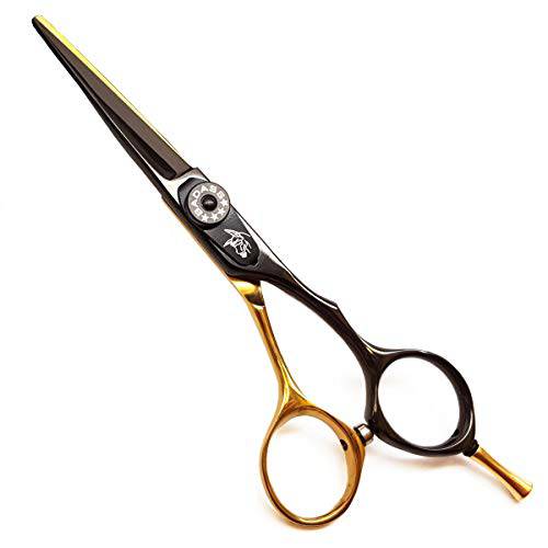 Badass Beard Care Gold Series Barber Quality Beard Shaping Scissors - 5.25 inches Long, Surgical Grade Stainless Steel (HRC 59-61), Hand Adjustable Tension knob