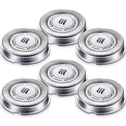 Mudder 6 Pcs SH30/50/50 Shaver Replacement Heads Compatible with Philips Electric Shaver Series 1000, 2000, 3000, 5000 and Model AT8xx/AT7xx/PT8xx/PT7xx Style with Pointed Blade, Non-Original