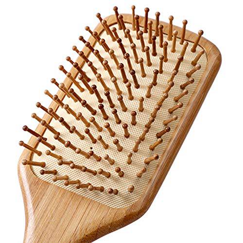 Paddle brush, hair brush, Made of pure natural bamboo, no paint coating, massage the scalp while combing hair to promote blood circulation, prevent static electricity (1pcs)