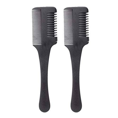 LEORX 2pcs Hair Thinning Comb Double Edge Hair Razor Comb Hair Cutting Tool for Home and Salon (Black)