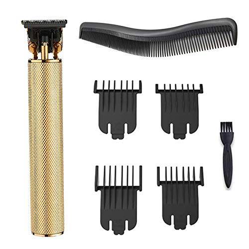 Hair Clippers for Men, Electric Pro Li Outliner Grooming Rechargeable Cordless Close Cutting T-Blade Trimmer for Men 0/1.5/3/6/9 mm Baldheaded Hair Clippers Zero Gapped Detail Beard Shaver (Gold)