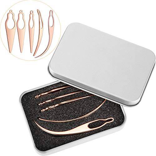5 Pieces Dreadlocks Tool Sisterlocks Craft Dreadlocks Hair Extensions Locs Tightening Accessories Easyloc Hair Tool Crochet with 1 Metal Gift Box for Different Locs (Rose Gold, Silver)