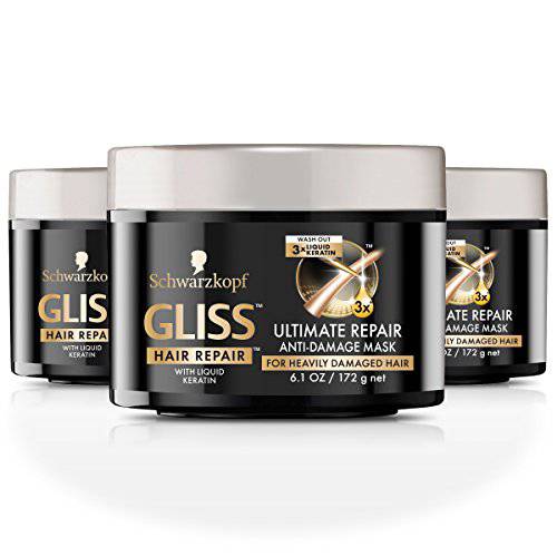 GLISS Hair Repair Anti Damage Mask, Ultimate Repair, 6.1 Ounce (Pack of 3)