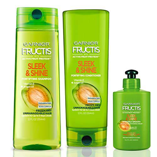 Garnier, Fructis Sleek and Shine Shampoo Condition + LeaveIn Conditioning Cream Kit Personal Size SandC, Citrus