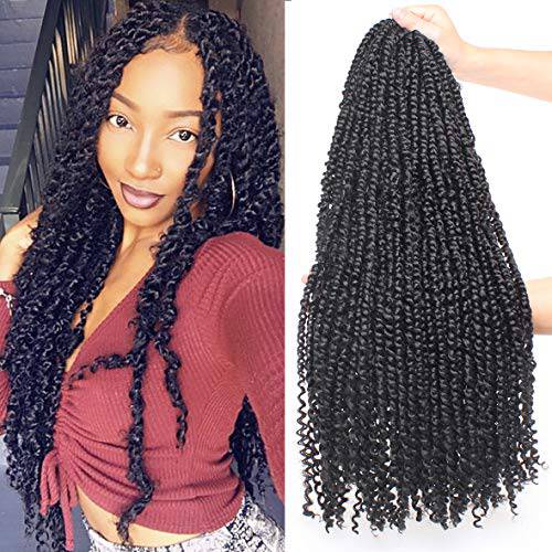 Xtrend 22inch Pre-twisted Passion Twist Hair 15Strands/Pack Crochet Braiding Hair Off Black Pre-looped Passion Twist Crochet Hair Extensions Synthetic Bohemian Hair Style (1pack, 2)