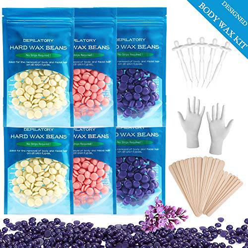 Hard Wax Beans for Body Hair Removal at Home,Oakeer Hair Removal Wax Beads 5 Bags 1.1 lb