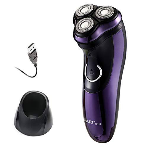 FARI Rotary Electric Razor Shaver with Pop-up Trimmer, Wet & Dry USB Rechargeable Electric Shaving Razor for Men, Purple