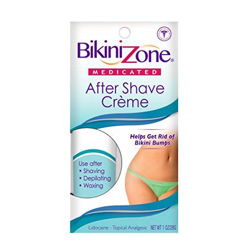 Bikini Zone Medicated After Shave Crème - Instantly Stop Shaving Bumps, Irritation, Redness & Itching in Sensitive Areas - Gentle Formula - Dermatologist Approved & Stain-Free (1 OZ, Pack of 3)