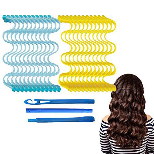 Hamnor 24 PCS Hair Rollers 21.6 inch Curls Style No Heat Hair Rollers for Long Hair Easy Operate