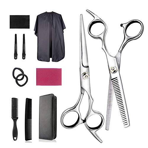 Professional Hair Cutting Scissors Set for Home Barber 12pcs Haircut Scissors Shears Kit for Men Women & Pet Hair Dressing