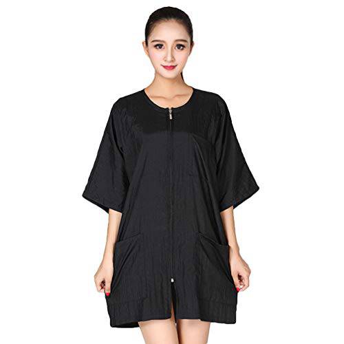 Lurrose Barbers Apron Hairdresser Grooming Smocks Short Sleeve Haircut Cape Stylist Jacket Cosmetology Uniform Zipper Hairdressing Cape Hairdresser Work Clothes for Salon Worker