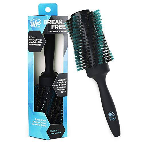 Wet Brush Smooth & Shine Round Brush - for Thick to Coarse Hair - A Perfect Blow Out with Less Pain, Effort and Breakage - Spiral Bristle Design Creates Smoother Styles