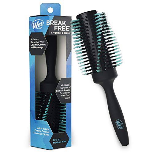 Wet Brush Smooth and Shine Round Brush - for Fine to Medium Hair - A Perfect Blow Out with Less Pain, Effort and Breakage - Spiral Bristle Design Creates Smoother Styles