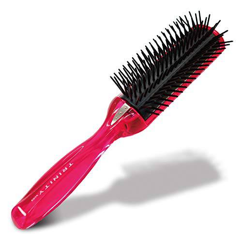 Anti Static Hairbrush [Made in Japan] 7 Row Curly Hair Brush for Styling, Blow-Drying, and Detangling, Static Free Hair Brushes for Women [ Anti Static Hair Products] (Pink)