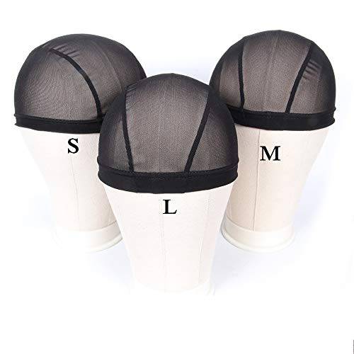 Small Mesh Dome Caps For Wigs 6 Pcs Stretch Breathable Mesh Dome Wig Cap Spandex Black Wig Caps For Making Wigs (6 Pcs, Black, S)