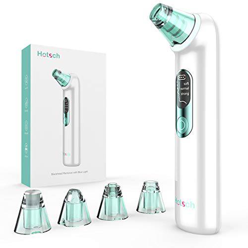 Blackhead Remover Pore Vacuum - Hotsch Blackhead Removal Tool, Pore Cleaner Electric Acne Extractor Kit, LED Display USB Rechargeable with Upgraded Blue Light 4 Replaceable Suction Probes