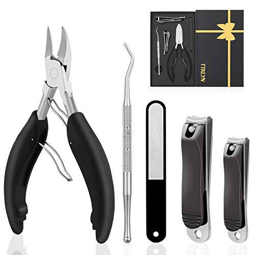 Nail Clippers Set,5 Pcs Sharp Toenail and Fingernail Clippers for Thick, Fungal or Ingrown Toenails with Easy Grip Rubber Handle