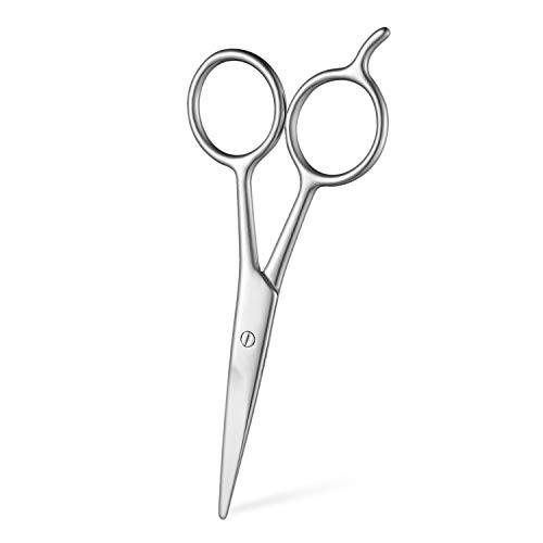 Beard Scissors, Stainless Steel Scissors for Trimming, Cutting Beard, Mustache, Eyebrow, Nose Hair by HAWATOUR, Silver