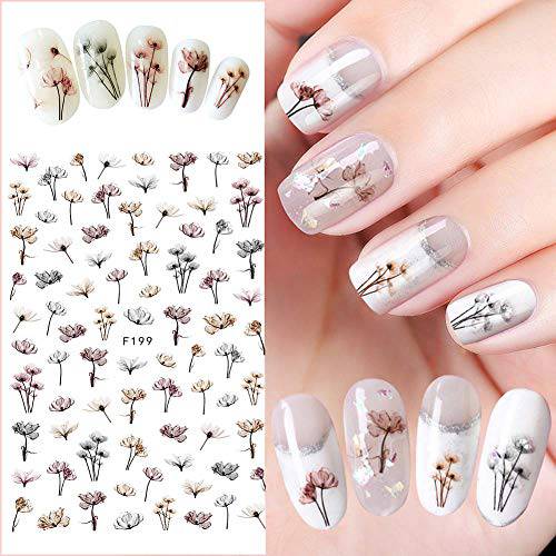 5 Sheets /350Pcs 3D Nail Art Dried Flowers Sticker Natural Real Dry Flower Nail Art Decoration Lovely Flower Beauty Nail Stickers for 3D Nail Art Acrylic UV Gel Tips