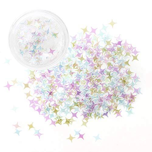 Laza 10g Stars Glitter Confetti Sparkle Shiny Holographic Micro Four-Angle Star False Nail Sequins Acrylic Paillettes for DIY Crafts Nail Art Decoration Party Face Body Make Up - Laser Sliver