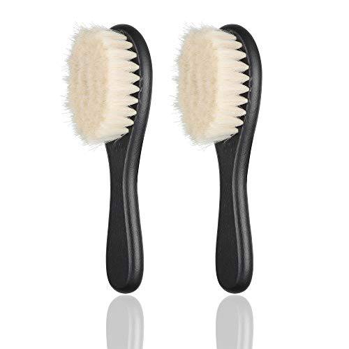 2 Pieces Barber Fade Brush Men Beard Brush Neck Duster Cleaning Brush Soft Beard Brush with Wooden Handle for Barber Hair Cutting Kits