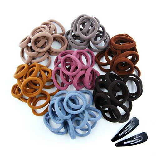 100PCS Thick Seamless Cotton Hair Bands, Soft Ponytail Scrunchies Hair Ties Premium No Damage Crease for Women Girls Thick Hair, 1.5 Inchs Diameter Neutral Colors