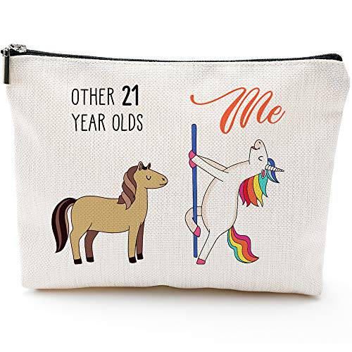 21st Birthday Gifts for Her, 21st Birthday Decorations, Unicorn 21 Years Olds - Gifts for Women, Sister, Daughter, Granddaughter, Niece, BFF, Bestie, Friend, Girlfriends, 21 Year Olds Makeup Bag
